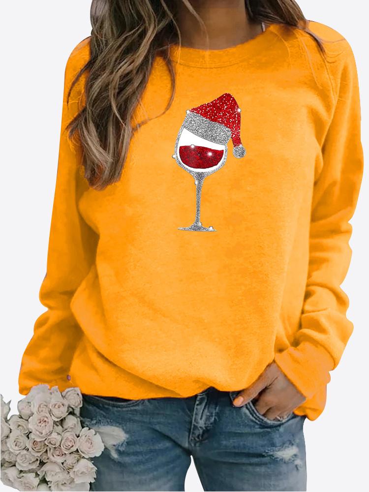Autumn and Winter Women's Christmas Theme Printing Sweater Round Neck Long Sleeve Casual Sweatshirt Plus Size Top