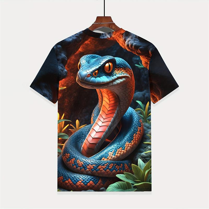 Terror Snake 3D Printed T-shirt Men's Animal Snake Pattern Round Neck Clothing Summer Fashion Street Casual Short Sleeve Tops