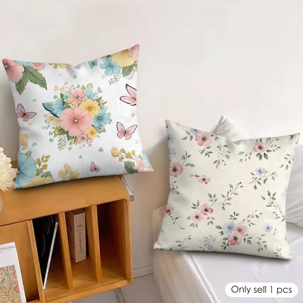 spring floral Cushion Cover Soft Plush Fabric DoubleSided Printed Cushion Covers for All Seasons Modern HomeDecor Gift
