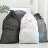 White Mesh Laundry Bag Nylon Mesh Foldable Mesh Bag New Laundry Hamper Liner  Machine Washable