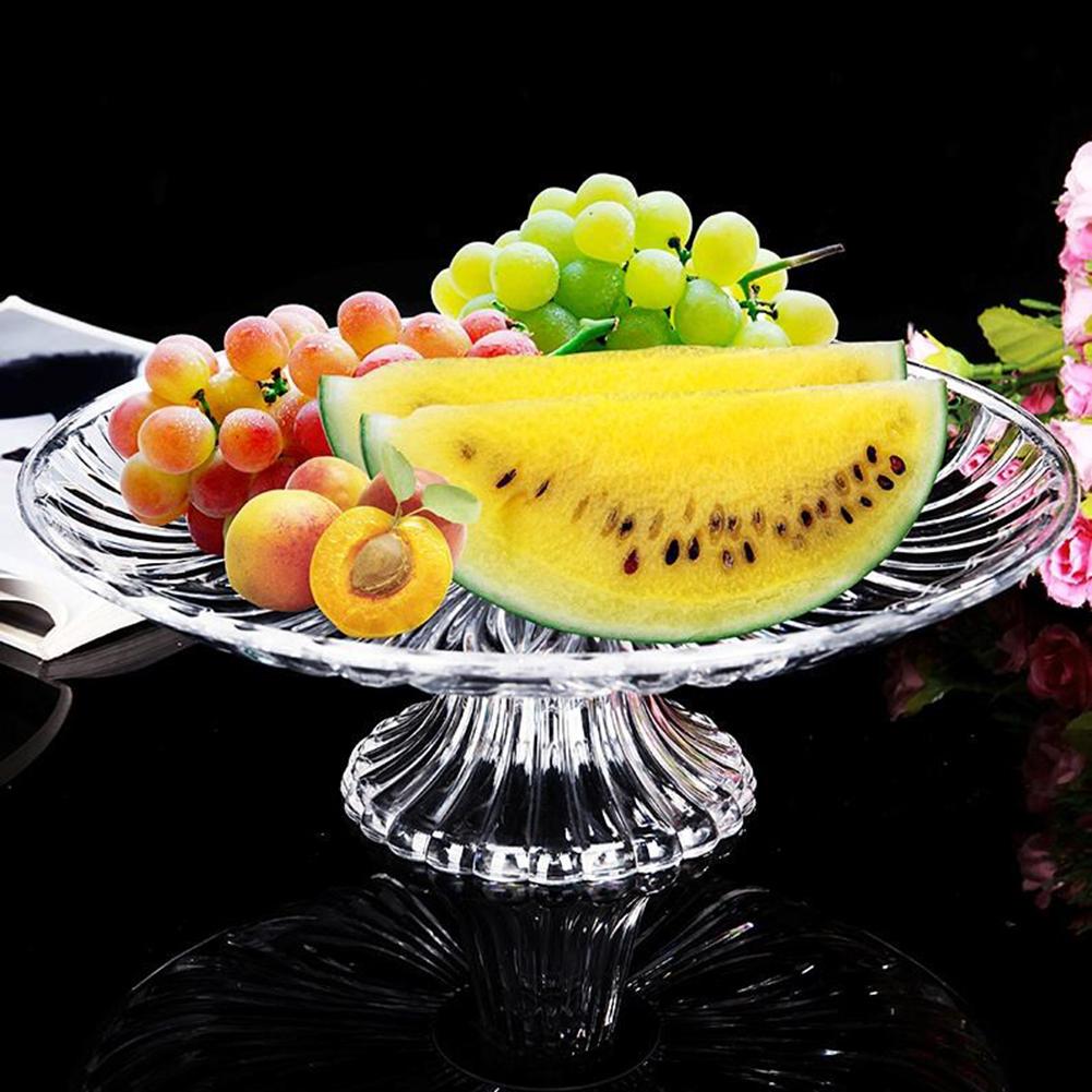 High Quality Creative Crystal Fruit Plate Plastic With Base Platter Household Kitchen Dried Fruit Melon Seeds Candy Tray Plate