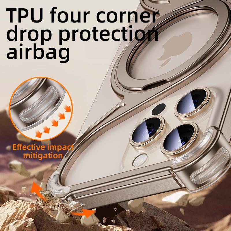 Магнитный металлический чехол для телефона iPhone 13 14 15 16 Pro Max с подставкой W-образной формы, держатель из алюминиевого сплава, безрамная охлаждающая оболочка