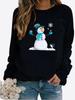 Женская осенне-зимняя повседневная модная однотонная футболка с круглым вырезом и длинными рукавами, с принтом снеговика, свободная блузка, топы