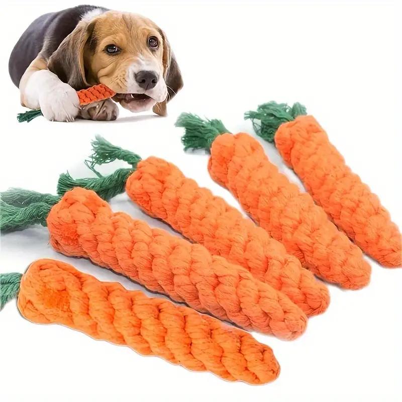 Dog Toy Carrot Knot Rope Ball, Cotton Rope Dumbbell for Puppy, Teeth Cleaning, Durable Bite Resistant Pet Supplies