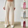 Knitted Wide Leg Women's Pants Elastic High Waisted Solid Color Casual Loose Straight Leg Pants