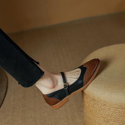 Мода 2024 Новые Весенние Женские Туфли Мэри Джейн Круглый Носок Низкий Каблук Натуральная Кожа Массивные Женские Туфли-Лодочки Обувь для Женщин Zapatos De Mujer