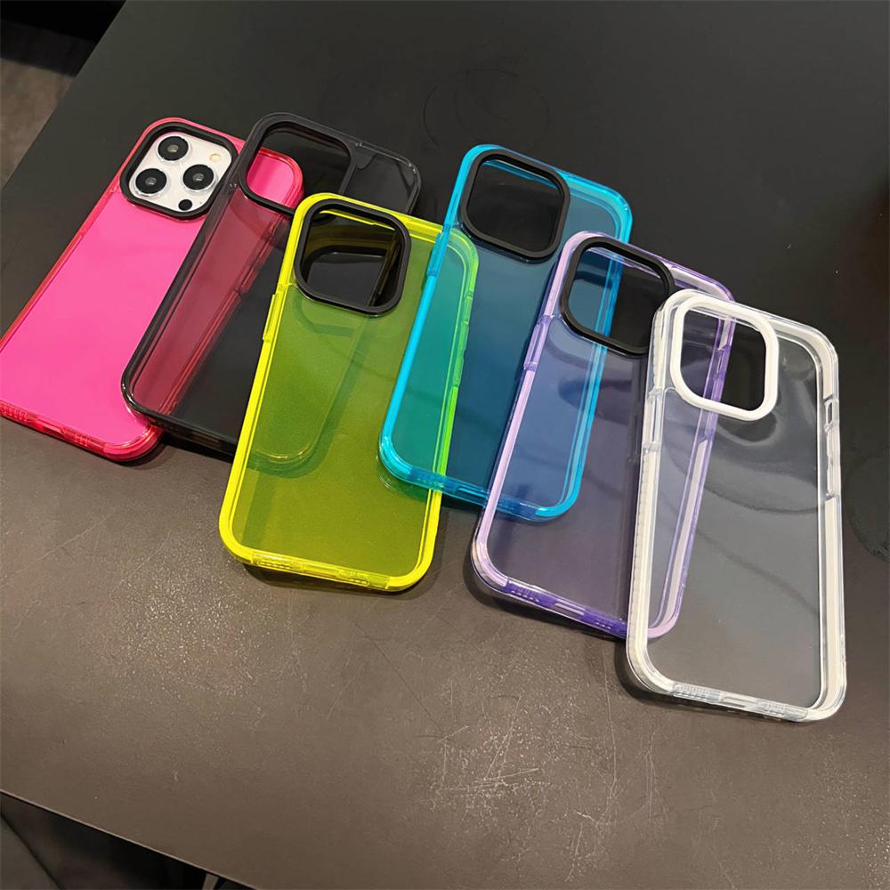 Неоновый флуоресцентный прозрачный чехол для телефона для iPhone 17 16 15 11 12 13 14 Pro Max, бампер, прозрачный, противоударный, мягкий силиконовый чехол
