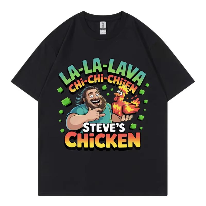 Steve's Lava Chicken Graphic T Shirts Men Women Casual Loose Short Sleeve T-shirt Harajuku Cartoon Oversized T-shirts Streetwear