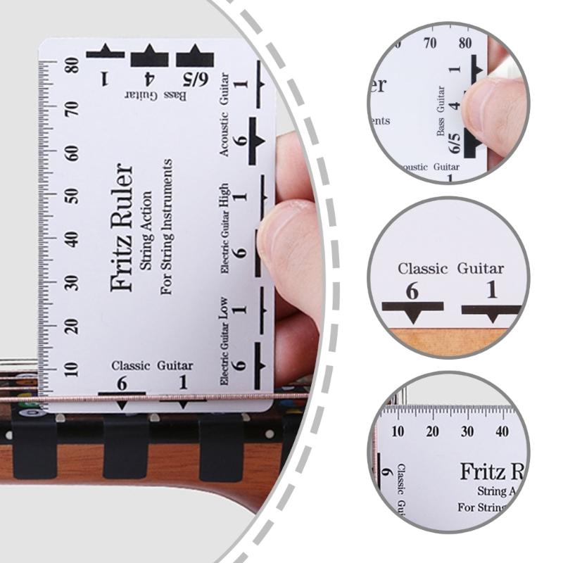 Guitar String Action Gauge Ruler, Guitar Height Gauge, Guitar Set Up Repairing Luthier Tool for Guitar, Ukulele, Banjos