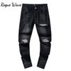 RogueWave Fashion American High Street Hole & Patch Trendy Retro Straight Ami Denim Pants