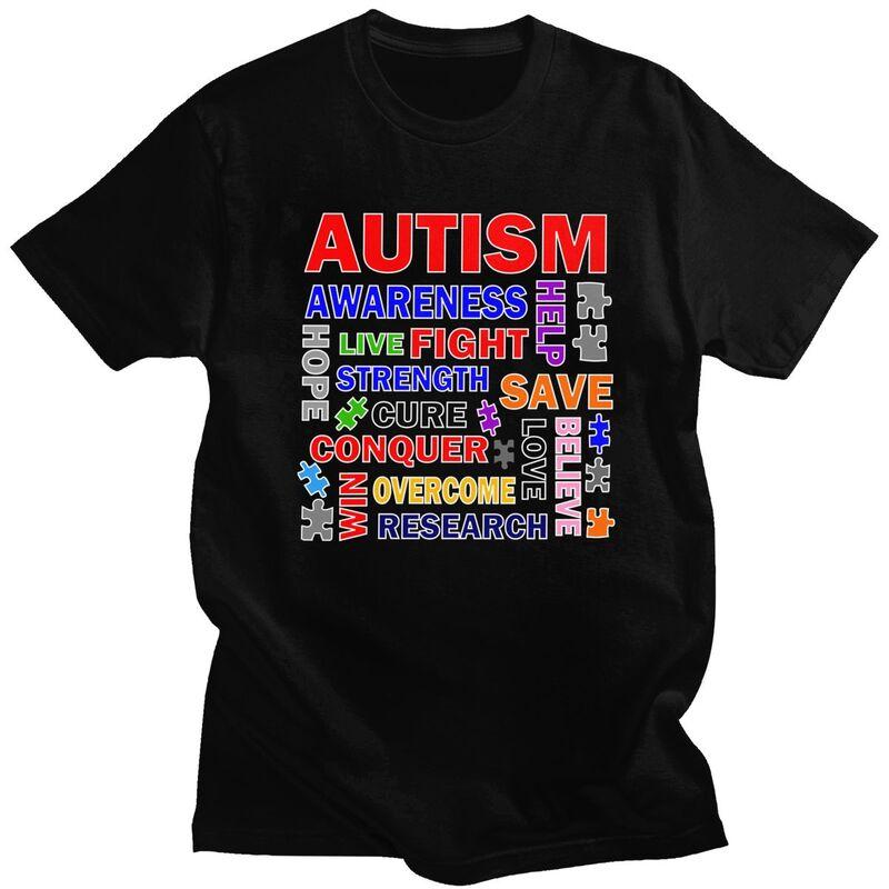 Autism Mashup T Shirt for Men Funny Introvert Awareness Quotes Tshirt Humor Streetwaer Short Sleeve Tee Shirt
