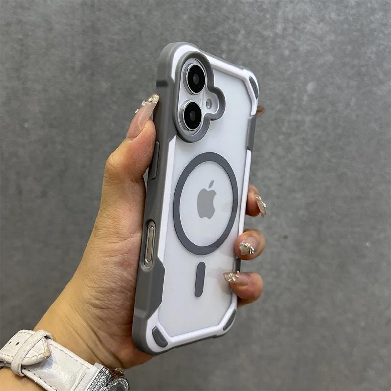 Яркий Цвет Магнитный Для Magesafe Беспроводной Зарядки Чехол Для iPhone 17 Pro 16 13 14 12 15Pro Max Прозрачный Ударопрочный Бампер Чехол