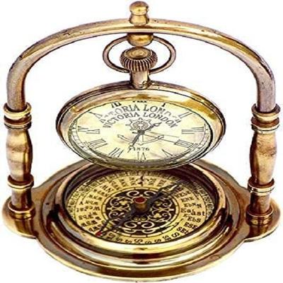 Латунные винтажные настольные часы Victoria London 1876 и полочные часы с компасом Victoria Stand Watch