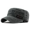 Washed Hat Spring Summer Autumn New Cotton Flat Top Hat Outdoor Military Hat Men's Mesh Visor