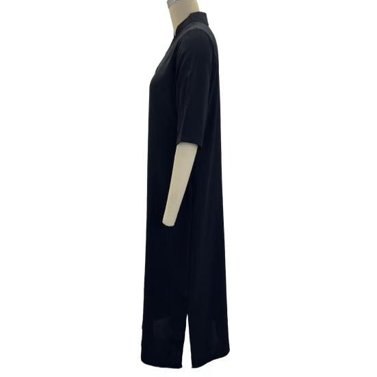 Летнее платье с рукавами три четверти, разрезами по бокам, свободным V-образным вырезом, платье миди