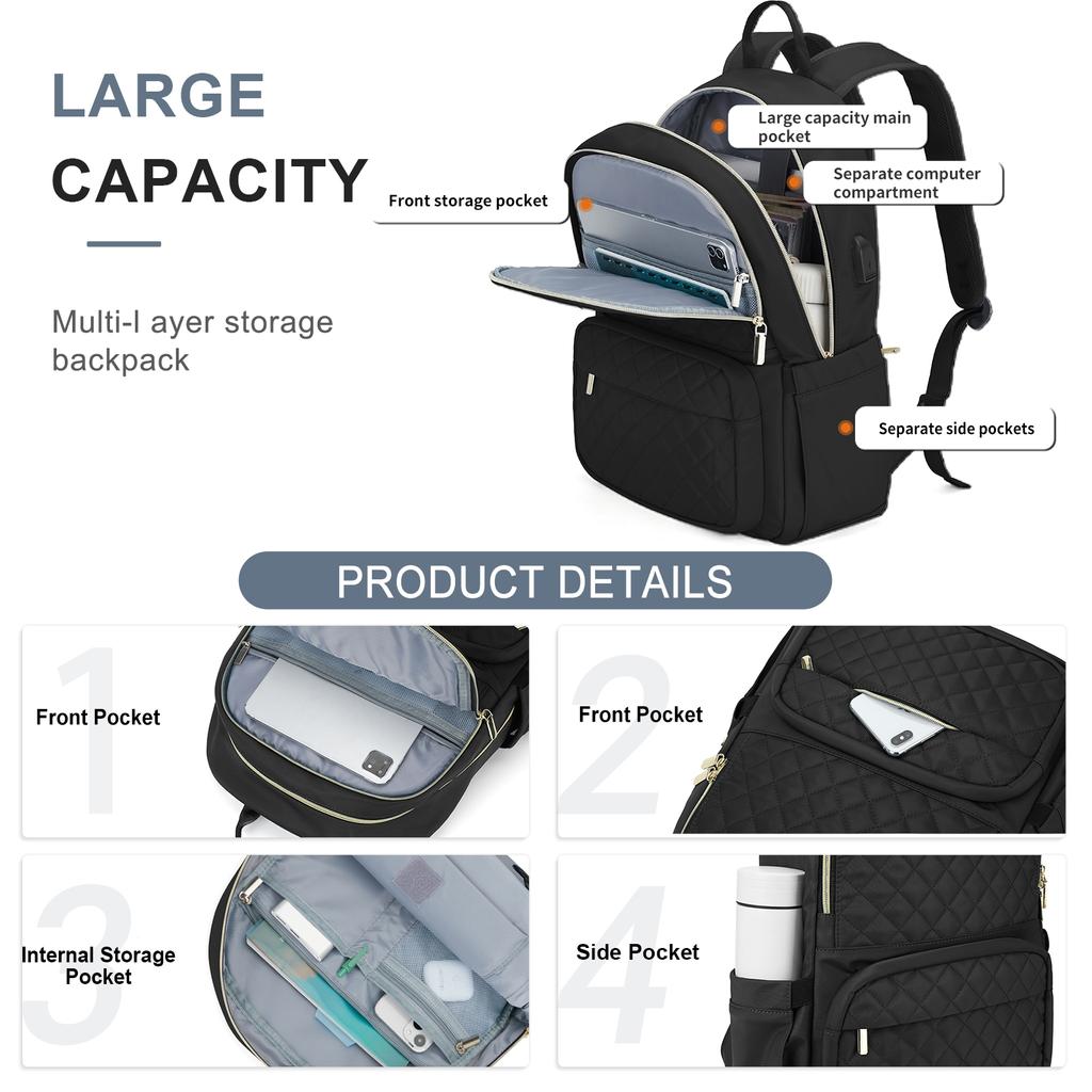 Laptop Backpack For Women Computer Bag Casual Notebook Back Packs For Work Travel Business Trip College Backpack Practical Gift Quality