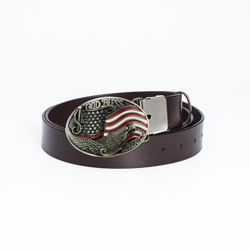 Ремень с пряжкой в виде орла с бронзовой точечной краской, модный ремень с американским флагом