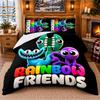 Rainbow Friends Pattern Bedding 3Pcs Set Bed Sheet And Pillowcases For Indoor Bedroom