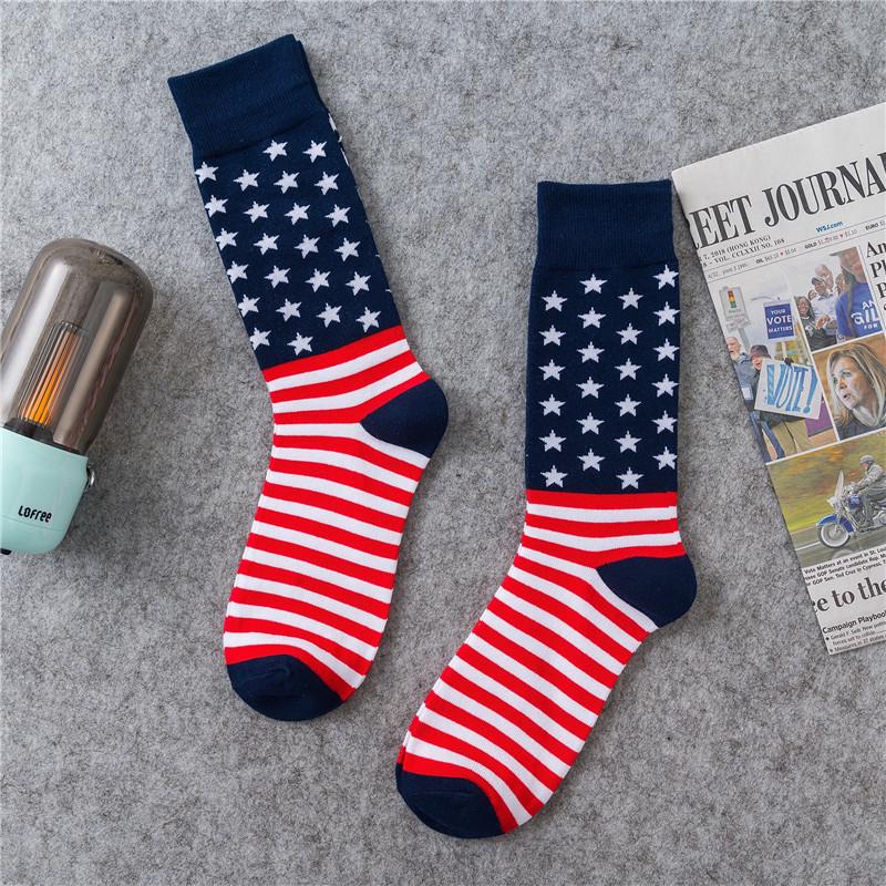 New US Flag Socks Women Men Charm Hip Hop Socks Funny Fashion Streetwear Cotton Long Tube Sock Party Gift
