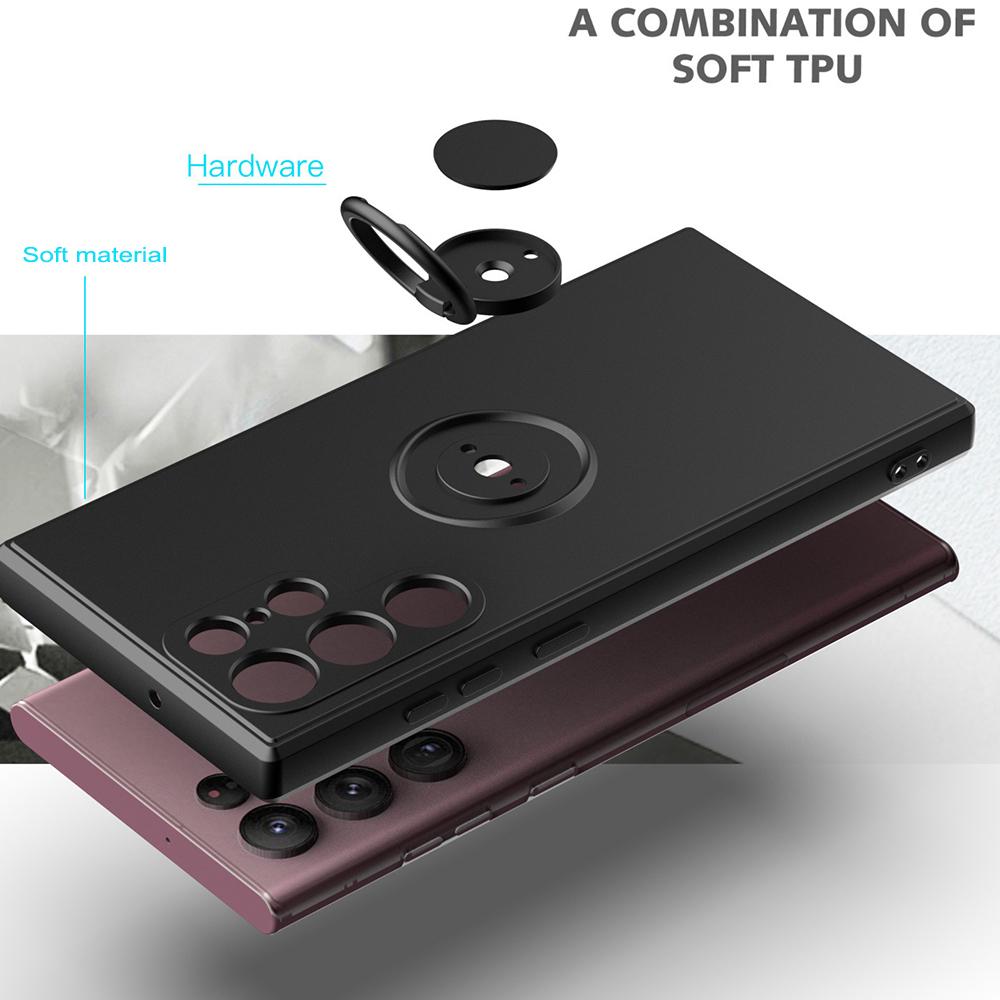 S24 Ultra 5G Magnetic Ring Phone Folding Stand Cover For Samsung Galaxy S24 S25 S23 Ultra Plus S21 FE Liquid Silicone Matte Case