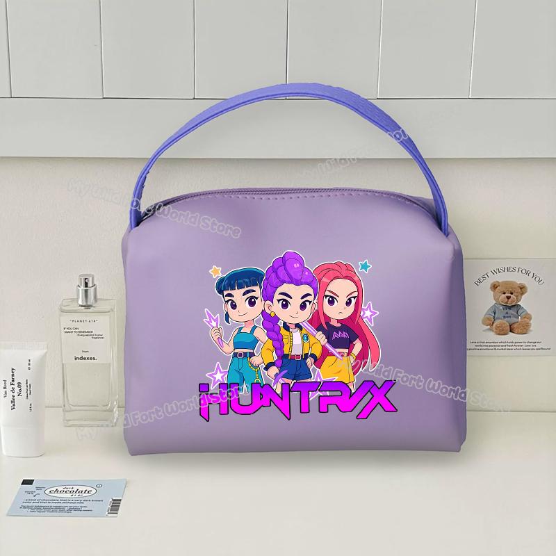 KPop Demon Hunters Handheld Make Up Bag Organizer for Women Portable Tracvel Cosmetics Handbag Waterproof Toiletry Makeup Bags