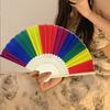 Yousheng Rainbow Folding Fan Bamboo Ribs Hand Held Fan Portable Summer Fan Decoration Dance Performance Props Party Accessories
