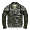 Chinese Size Unique Army Green Motorcycle Jacket Men Leather Jacket 100% Oil Wax Cowhide Motor Biker Jacket Male Leather Coat Winter M455