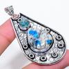 K2 Blue Azurite, Topaz 925 Sterling Silver Jewelry Pendant 2.64" Q5C21