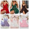 Women's Sexy V-neck Lace Camisole Pajama Set - Multicolor Lingerie