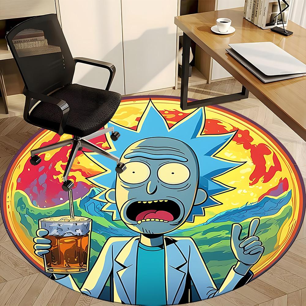 Rick and Morty Office Round Area Rug, Indoor Mat Suitable For Office,Bedroom Living Room Home Decor, Room Deco a0908176