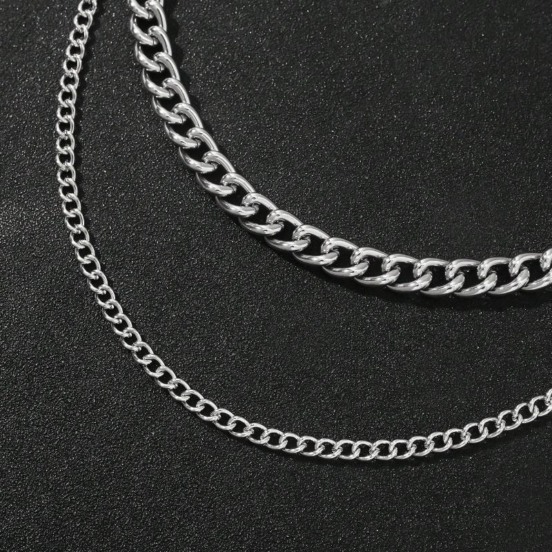 1 шт. Мужской двухслойный аксессуар из металла серебристого тона с большим кольцом, подходящий к брюкам костюма, летняя цепочка для брюк, школьные осенне-зимние аксессуары