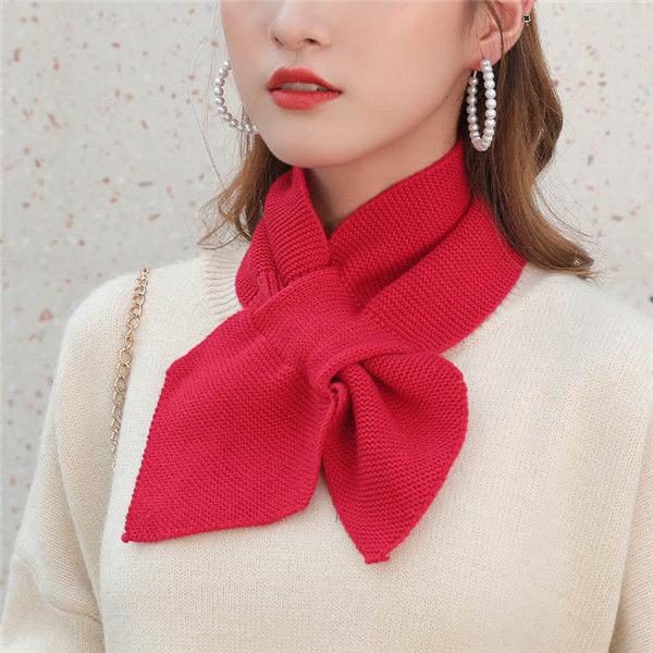 Winter Women's Solid Color Versatile Small Scarf Cross Scarf