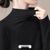 Women's Modal Black Semi-High Neck Slimming Long Sleeve T-Shirt for Autumn Winter Wear