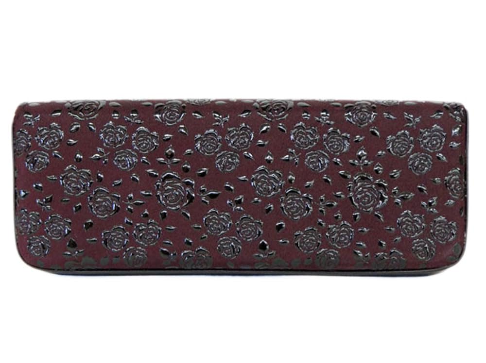 Inden H Glasses Case Hard Type 4206 Purple Deerskin x Black Lacquer Rose Small Pattern [Inden-ya]