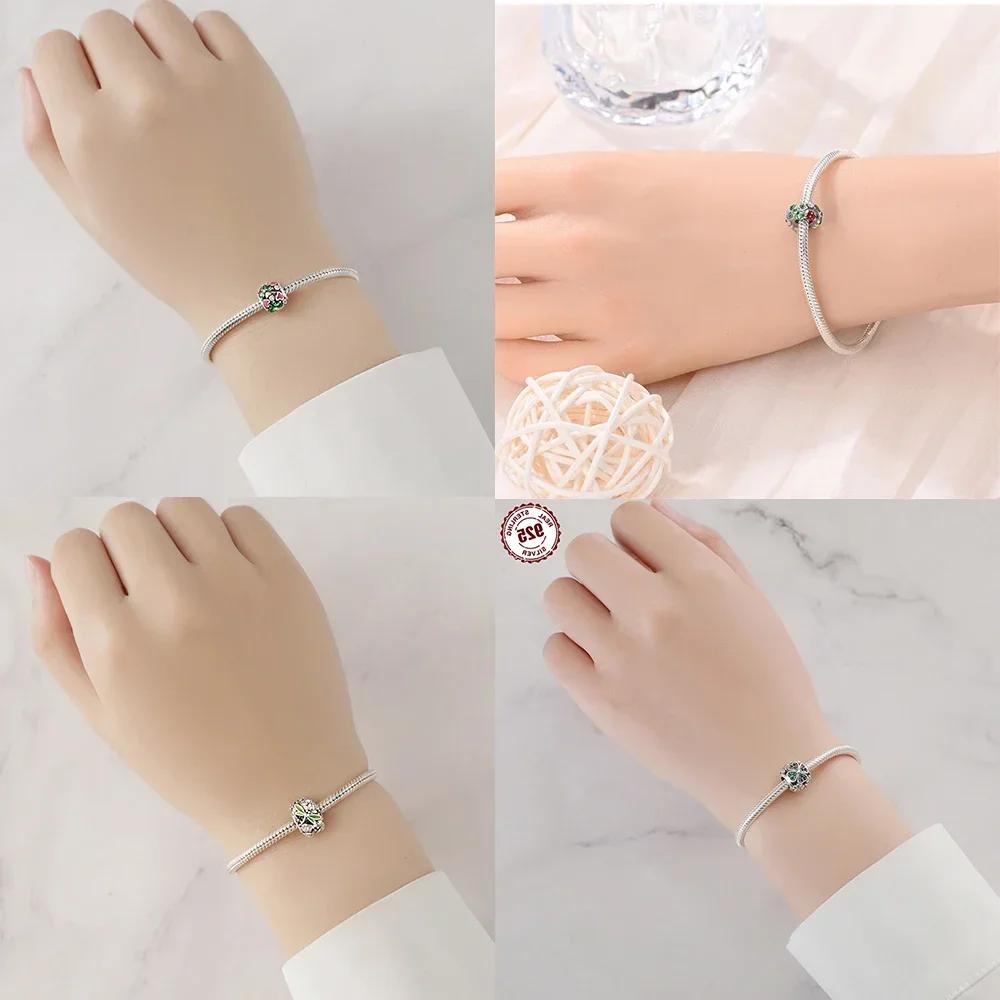 Coppercharm Милый Животный Лягушонок Забирающийся Шарм Сине-Зеленый Подходит для Оригинального Браслета Женский Подарок