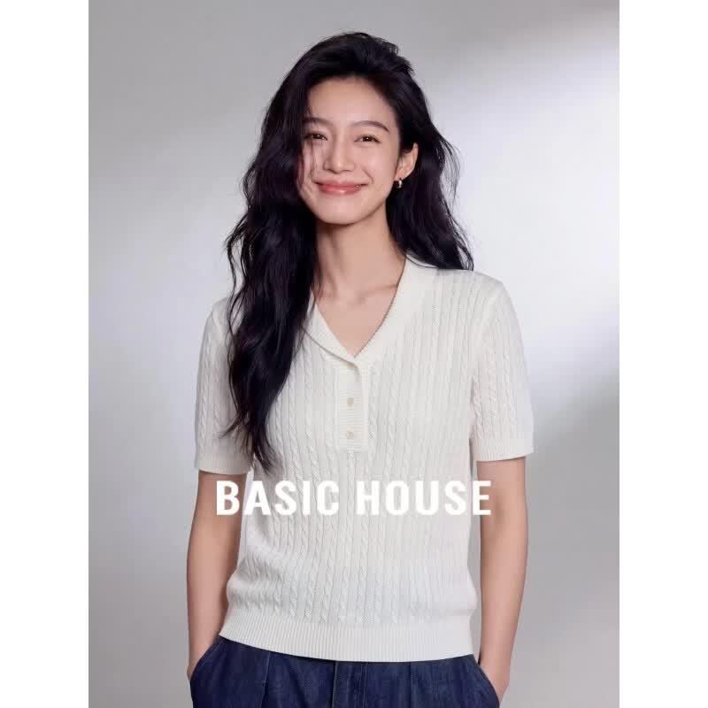 Базовый женский топ Basic House из тенсела с коротким рукавом