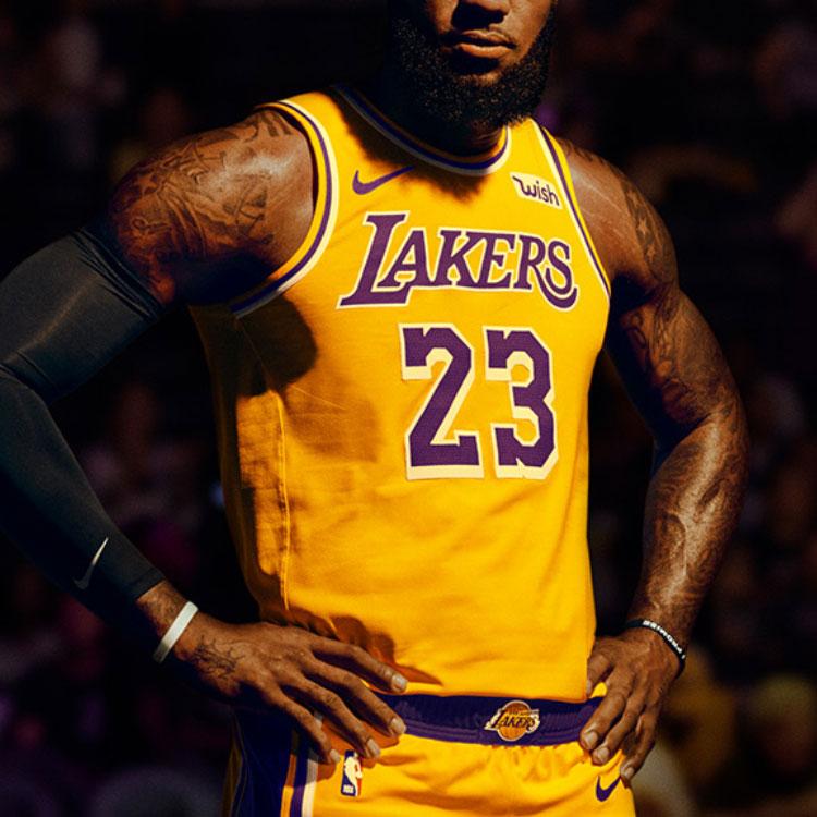 Nike Фанатское издание Лос-Анджелес Лейкерс Леброн Джеймс Нет. 23 Баскетбольная майка с логотипом и принтом, мужские топы, желтый AA7100-728