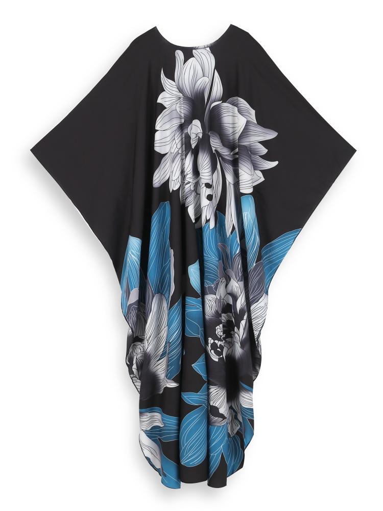 EDOLYNSA Универсальный синий женский халат-кафтан, легкая куртка, кафтан, халат, длинное платье для отпуска, хит продаж, наряд для отдыха Q1289