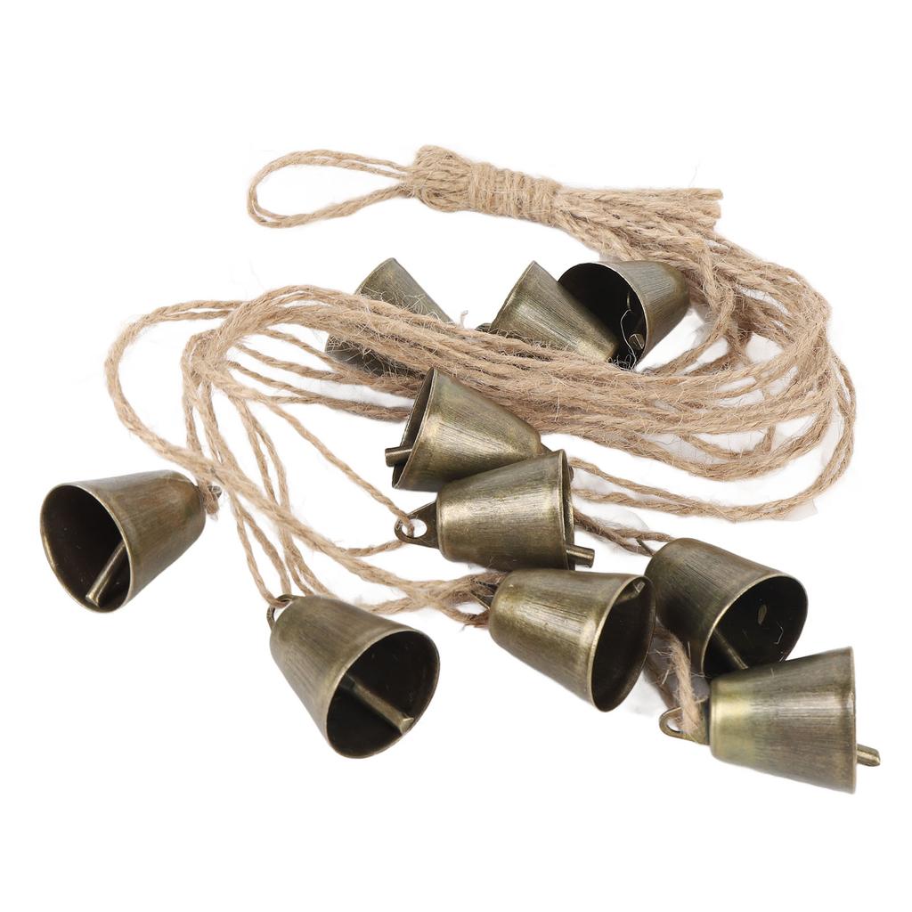 Xmas Decorative Bell Vintage Metal Fade Proof Hemp Rope Copper Bell for Outdoor Home Pendant