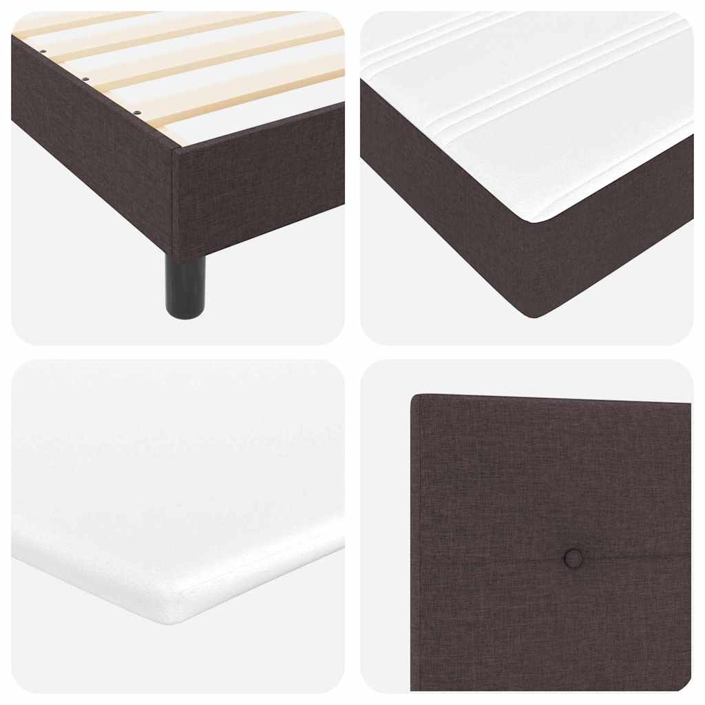 Box Spring Bed with Mattress Dark Brown 140 x 190 cm Fabric