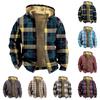 Men's Plaid Print Jacket Men's Spring And  Casual Trend Zipper Hooded Jacket