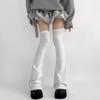 Japanese Lolita Over Knee High Sock Harajuku 60cm Long Leg Warmers Women Stockings Fashion Black White Cotton Boot Cover Socks