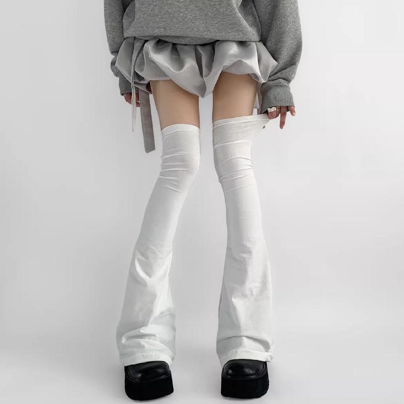 Japanese Lolita Over Knee High Sock Harajuku 60cm Long Leg Warmers Women Stockings Fashion Black White Cotton Boot Cover Socks