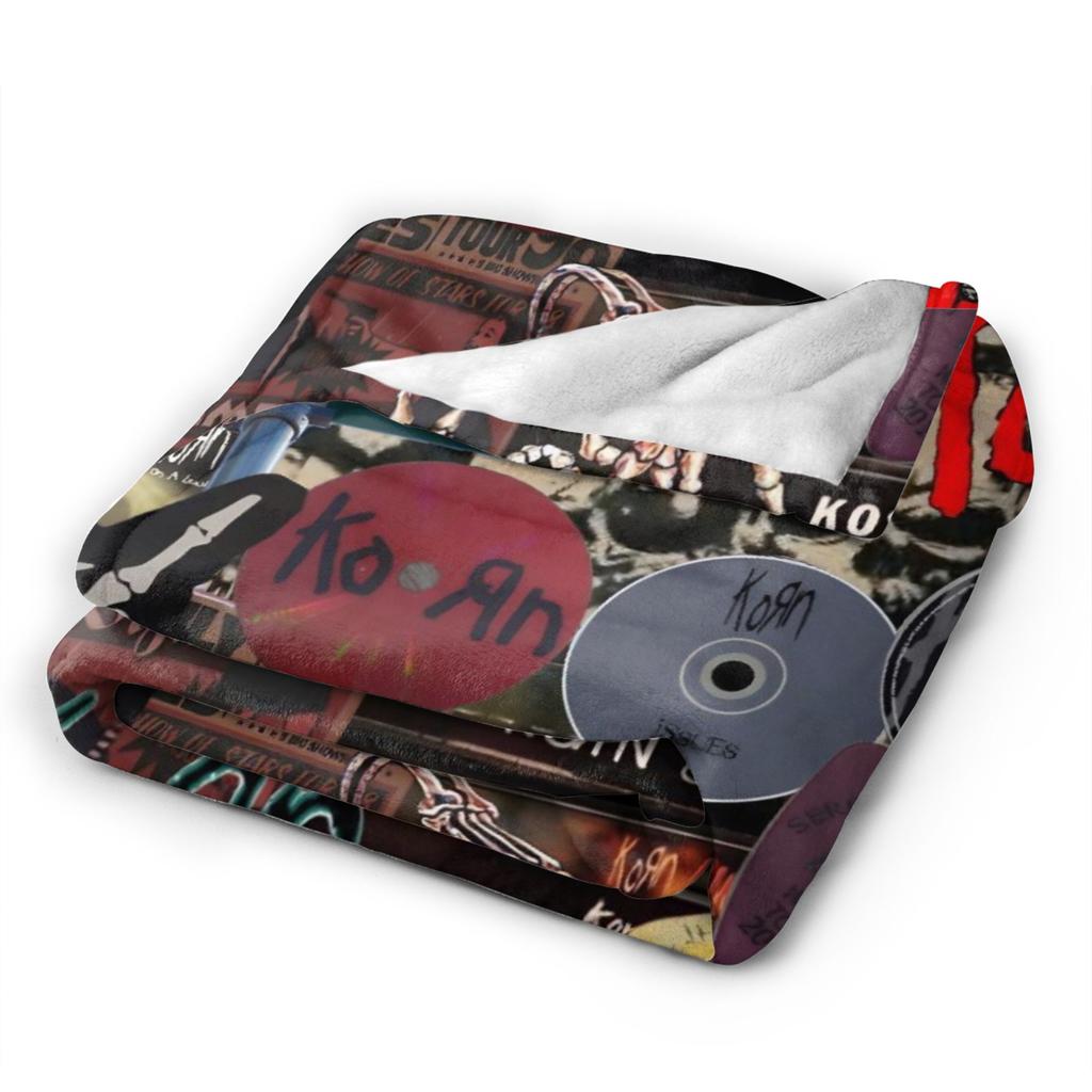 Korns Rock Band Music Flannel Throw Fashion Blanket Heavy Metal for Bedding Throws Knitted Fashion Blanket Outdoor Warm Multifunction