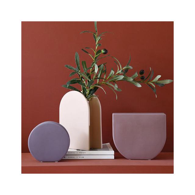 Nordic Nordic Ceramics Vase Minimalist Solid Color Flowerpot Floral Home Decoration Living Room Flower Arrangement Creative Red