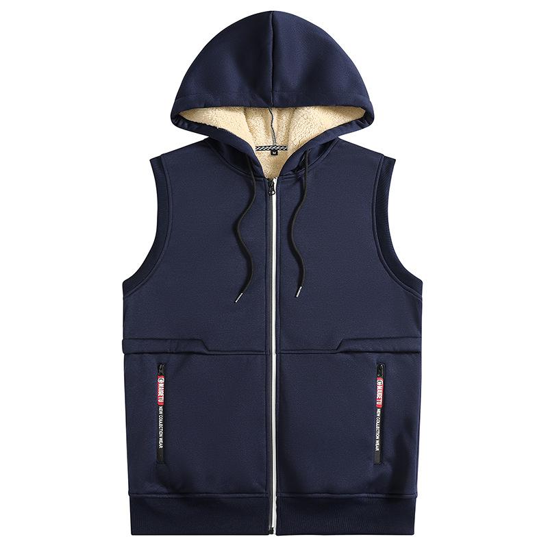 Плюшевая мужская куртка из шерсти ягненка с капюшоном свободного кроя Мужская одежда