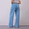 Женские брюки с завязками на резинке и широкими штанинами, контрастные цветные полосатые принты, низкая талия, повседневные пляжные брюки для отпуска