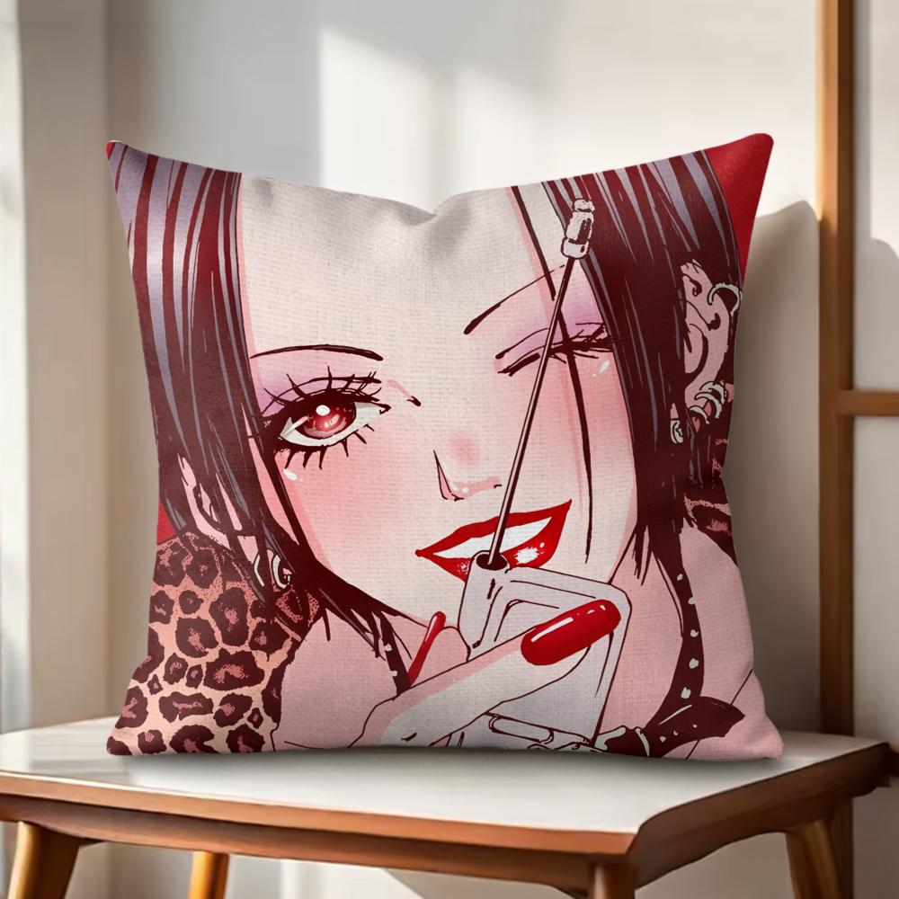 Japan Anime NNANA Cushion Cover Natural Linen Organic Fabric DoubleSided Printing Couch Pillow Covers Home Decor