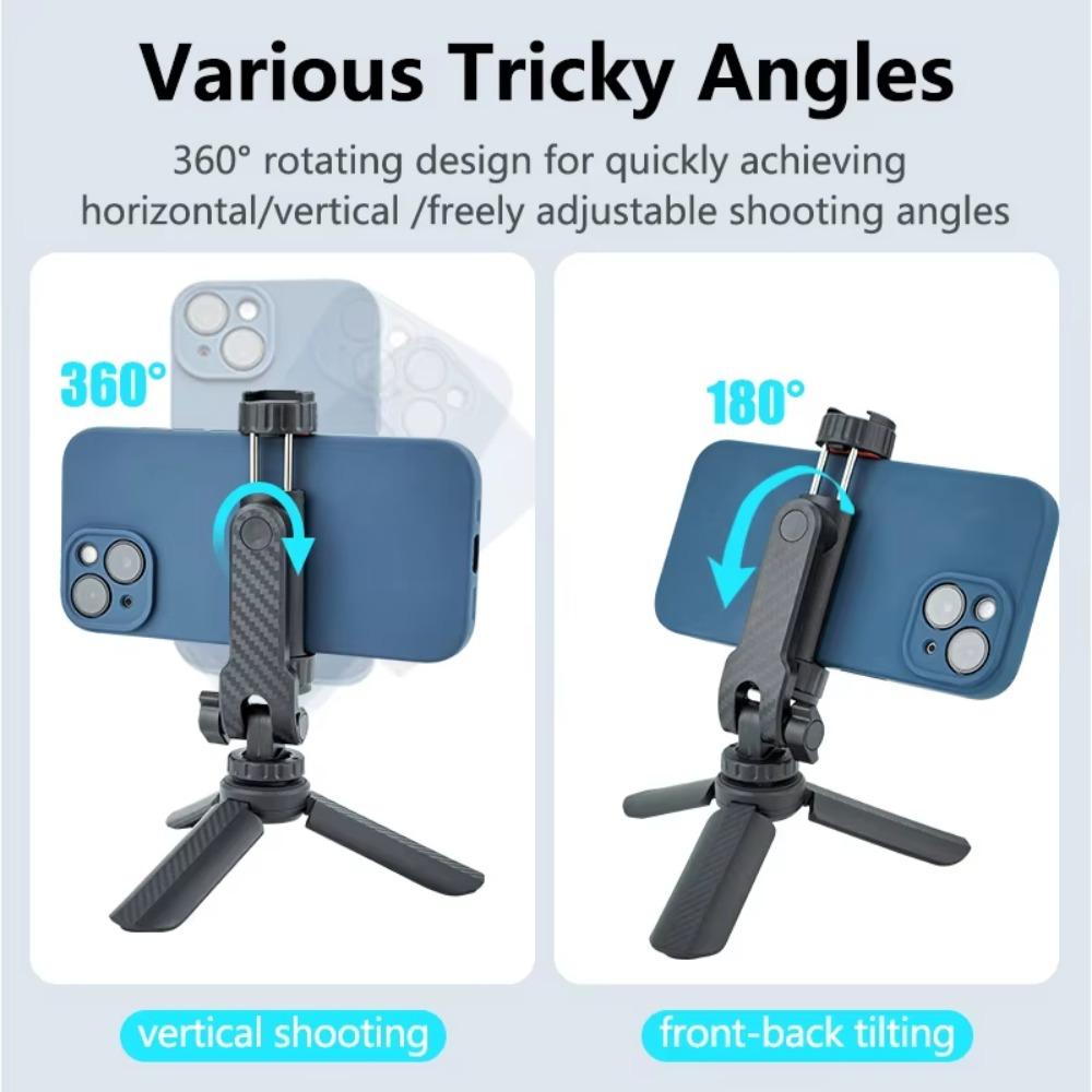 360° Rotatable Mobile Phone Holder with Dual Cold Shoe Smartphone Mount Adapter  Selfie Live Stream