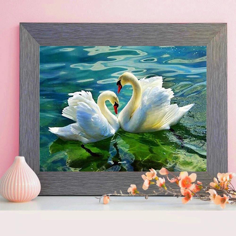 Картина по номерам Стразы Лебеди